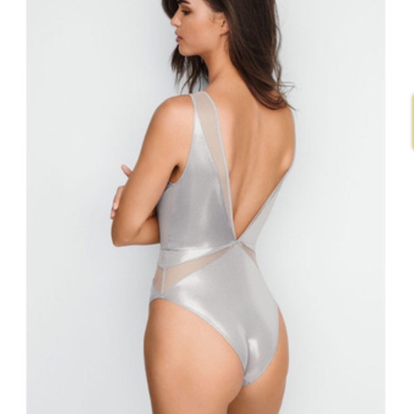 NWT Victoria’s Secret Pink Shimmer Bodysuit with Mesh - Picture 5 of 10